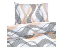 Bettwäsche Seersucker Wellen beige 200x210 2x65x65 Bettanzug Fra