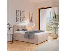 Boxspringbett Coma Cord beige 140 x 96 x 204 cm