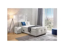 Boxspringbett Paloma Stoff 120 x 200 cm, mit verstellbarer Liegeposition per Fernbedienung hellgrau
