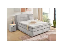 Boxspringbett Queen Max Stoff Chenille 180 x 200 cm, mit Bettkasten hellgrau