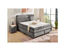 Boxspringbett Queen Stoff Chenille 180 x 200 cm, mit Bettkasten grau
