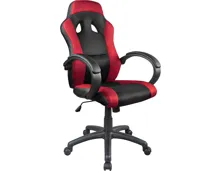 Bürostuhl Mario Kunstleder/Mesh, rot und schwarz