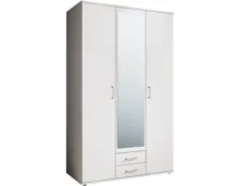 Drehtürenschrank Karl Melamin weiss 120 x 197 x 54 cm, mit Spiegel