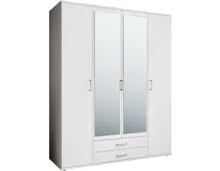 Drehtürenschrank Karl Melamin weiss 160 x 197 x 54 cm, mit Spiegel