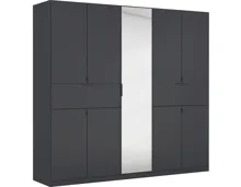 Drehtürenschrank Ticao, Dekor, 226 x 210 x 54 cm, mit Spiegel graphit