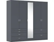 Drehtürenschrank Wildberg Dekor grau metallic 226 x 210 x 54 cm, mit Spiegel