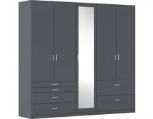 Drehtürenschrank Wildberg Dekor grau metallic 226 x 210 x 54 cm, mit Spiegel