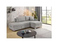 Ecksofa Giro Stoff Chenille grau mit Dreh-Schwenk-Ottomane