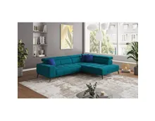 Ecksofa Jamba Stoff petrol, Ottomane rechts