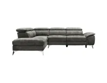 Ecksofa Kian Stoff grau, Ottomane links