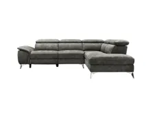 Ecksofa Kian Stoff grau, Ottomane rechts