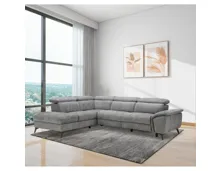 Ecksofa Kiani, Stoff grau, Ottomane links