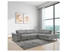 Ecksofa Kiani, Stoff grau, Ottomane rechts