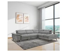 Ecksofa Kiani, Stoff grau, Ottomane rechts