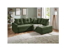 Ecksofa Leon Stoff Cord grün