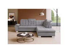 Ecksofa Nicole Stoff grau, Recamière rechts