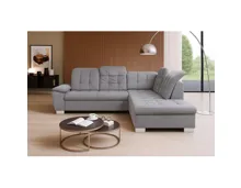 Ecksofa Nicole Stoff grau, Recamière rechts