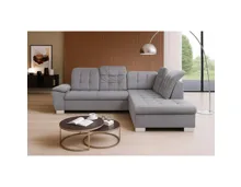 Ecksofa Nicole Stoff grau, Recamière rechts