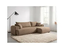 Ecksofa Noah Stoff braun, Recamiere rechts
