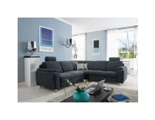 Ecksofa Offenburg Stoff grau, Ottomane links