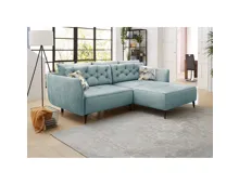 Ecksofa Oslo Stoff Samtvelours hellblau