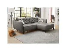Ecksofa Oslo Stoff Velours-Optik grau