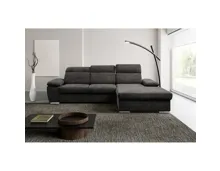 Ecksofa Palma I Stoff anthrazit, Ottomane rechts
