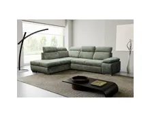 Ecksofa Palma II Stoff grün, Récamiere links