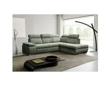 Ecksofa Palma II Stoff grün, Récamiere rechts