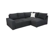 Ecksofa Sydney Velour schwarz, 260 x 181 cm