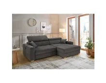 Ecksofa Track Stoff anthrazit mit elektrischer Vorziehbank