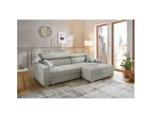 Ecksofa Track Stoff grau mit elektrischer Vorziehbank