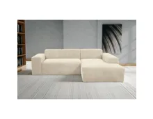 Ecksofa Zeus Stoff Cord Poso natur, Ottomane rechts