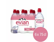 Evian Mineralwasser ohne Kohlensäure 6x75cl