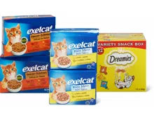 Exelcat-Katzenfutter und Dreamies-Varietätenbox