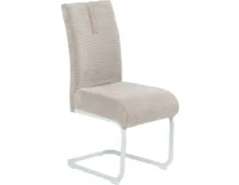 Freischwingerstuhl Kenny Cordstoff greige, Gestell weiss