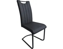 Freischwingerstuhl Lenny, Leinenstoff, schwarz