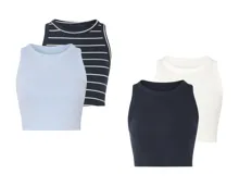 Gerippte Crop-Tops, 2er
