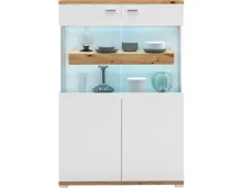 Highboard Corso Melamin weiss Artisan 90 x 135 x 37 cm, inkl. LED