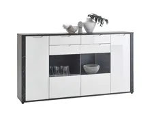 Highboard Kos MDF Marmor schwarz weiss 200 x 109 x 40 cm