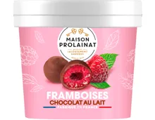 Himbeeren mit Schokoladenüberzug