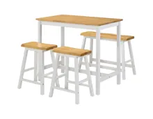 Hochtisch-Set Ibiza, 4-teilig, Rubberwood massiv