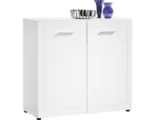 Kommode Atlantis MDF Hochglanz weiss mit Milchglasabdeckung 97 x 92 x 40 cm