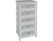 Kommode Flower MDF Paulownia breit weiss 40 x 29 x 90 cm