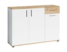 Kommode Jamie Spanplatte weiss Artisan Eiche 110 x 83,5 x 35,5 cm