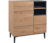 Kommode Joe Eiche Artisan schwarz 80 x 90 x 42 cm