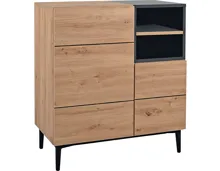 Kommode Joe Eiche Artisan schwarz 80 x 90 x 42 cm