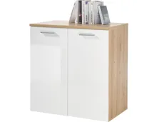 Kommode Paul Dekor Eiche Artisan Hochglanz weiss 80 x 85 x 50 cm