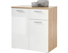 Kommode Paul Dekor Eiche Artisan Hochglanz weiss 80 x 85 x 50 cm