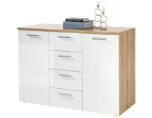 Kommode Paul Eiche Artisan Hochglanz weiss 120 x 85 x 50 cm